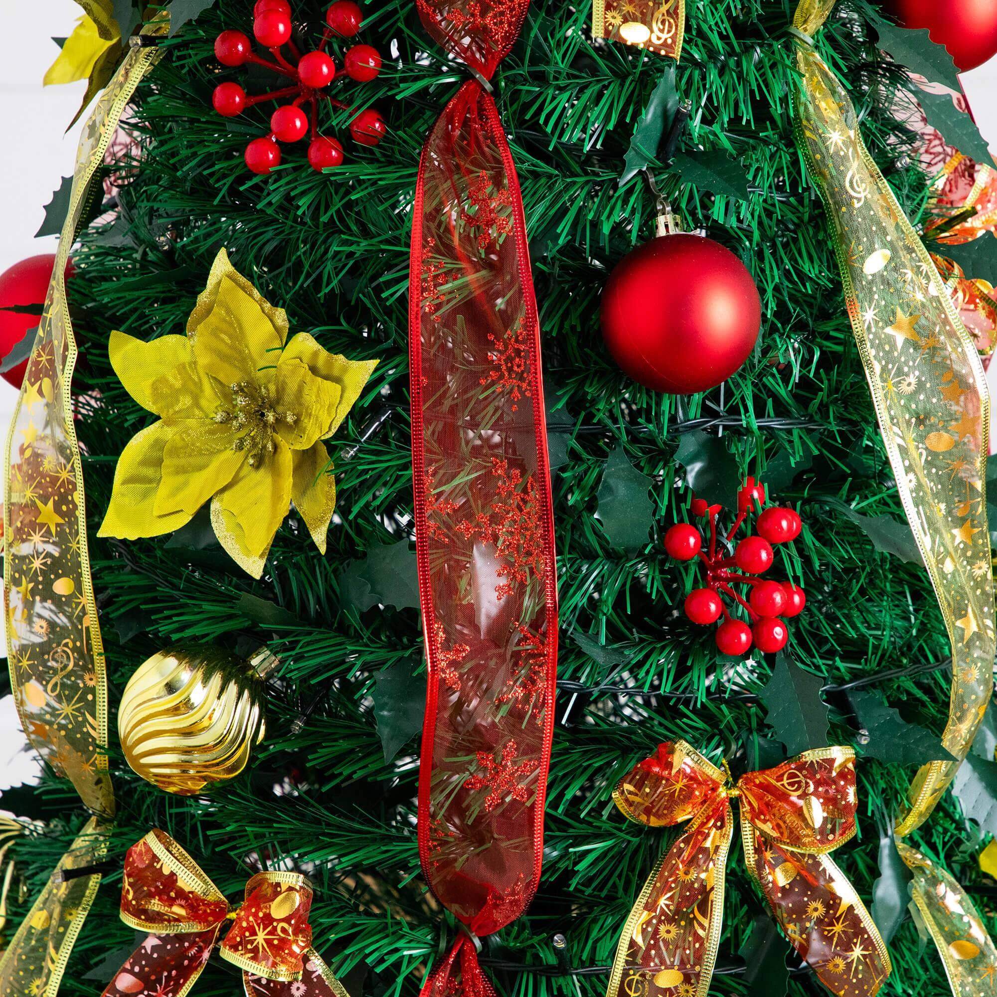 6ft. Pre-Lit Pop-Up Green Artificial Christmas Tree, Warm White LED Lights